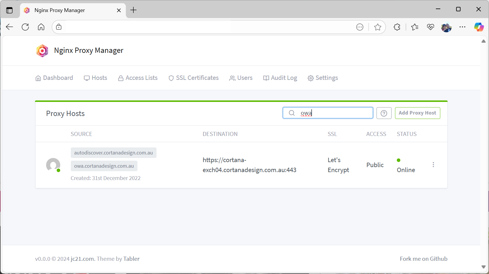 NGINX Proxy Manager 1 Screenshot